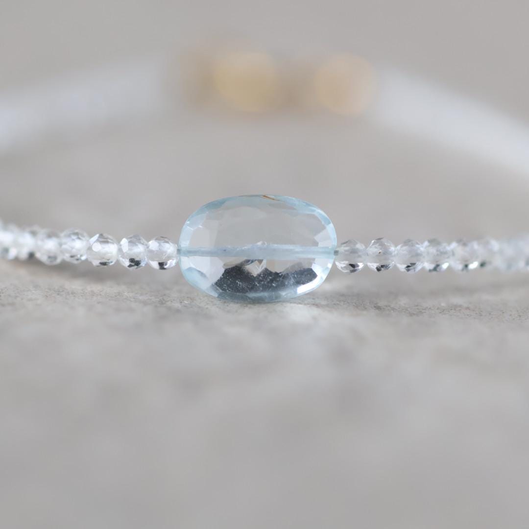 Tiny Topaz Bracelet Dainty Beaded Gemstone Bracelet Minimalist Jewelry Crystal April Birthstone Birthday Gift Mom Wife Bridesmaid