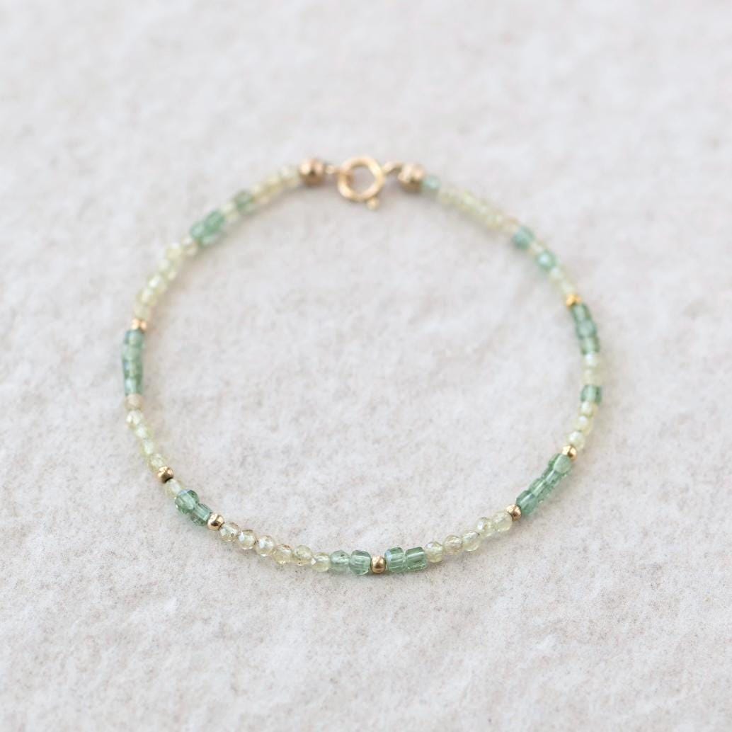 Tiny Yellow and Green Apatite Bracelet