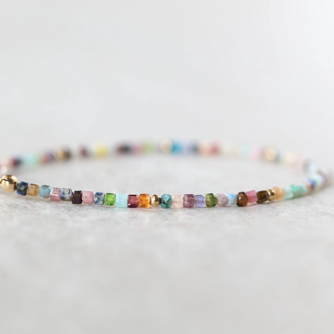 Tiny Colorful Multi Gemstone Bracelet