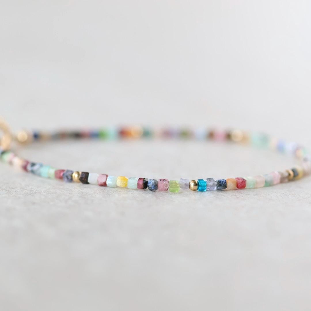 Tiny Colorful Multi Gemstone Bracelet