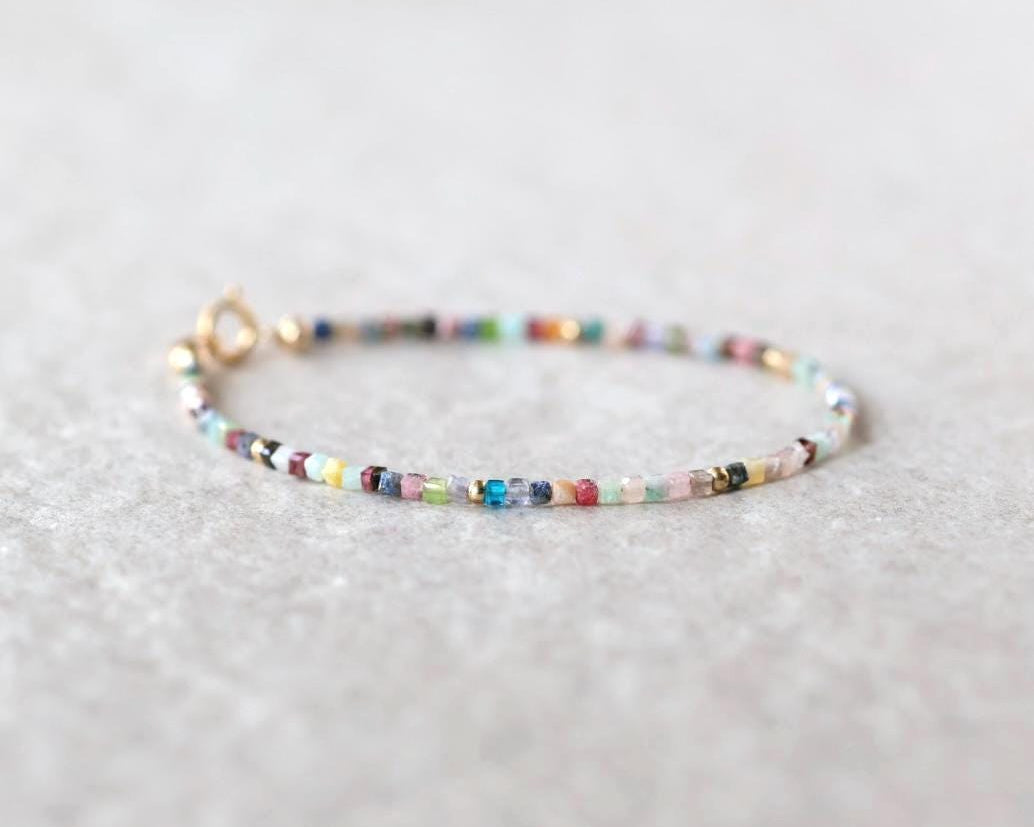 Tiny Colorful Multi Gemstone Bracelet