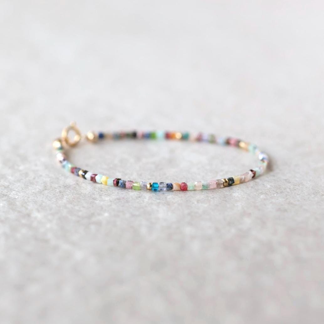 Tiny Colorful Multi Gemstone Bracelet