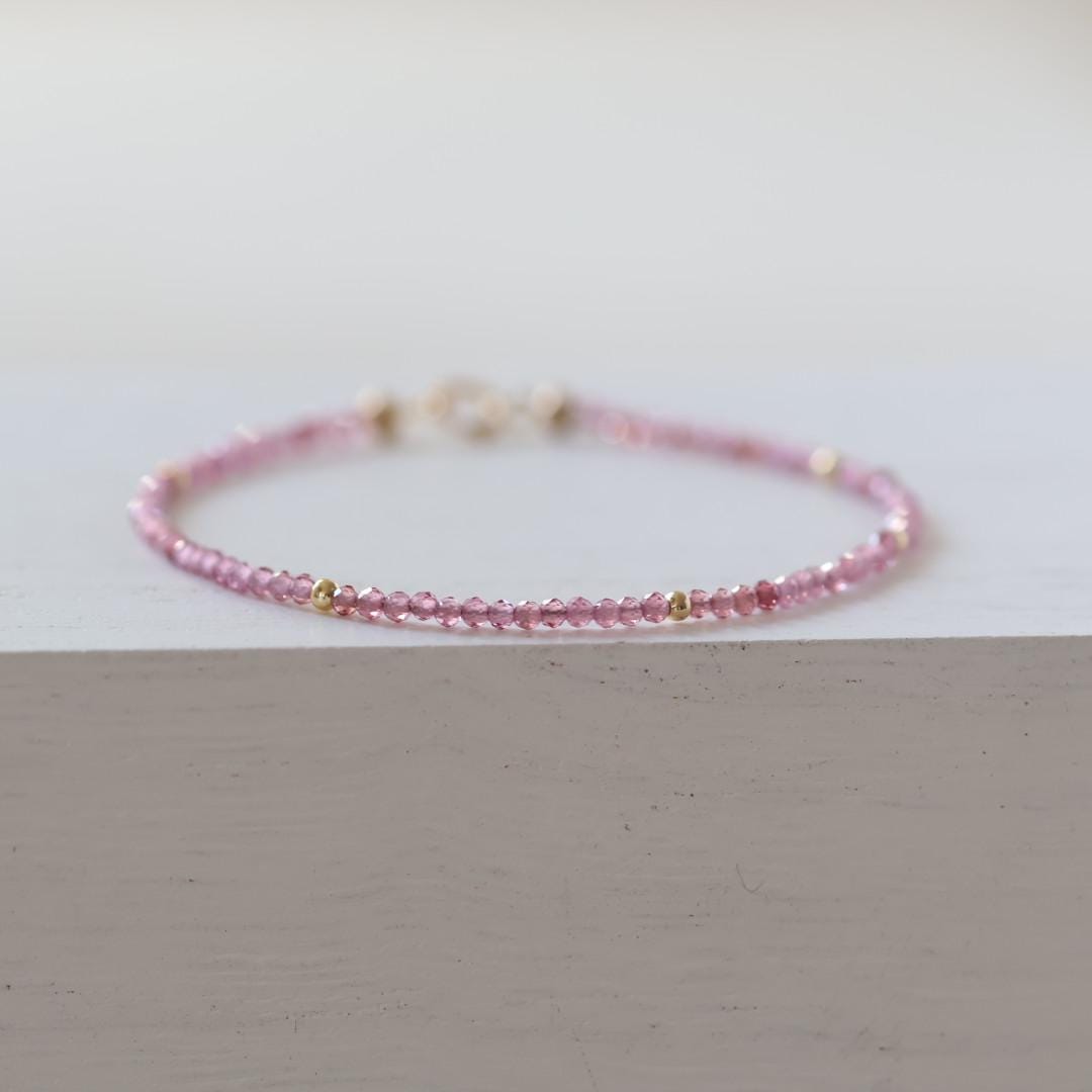 Tiny Pink Garnet Bracelet