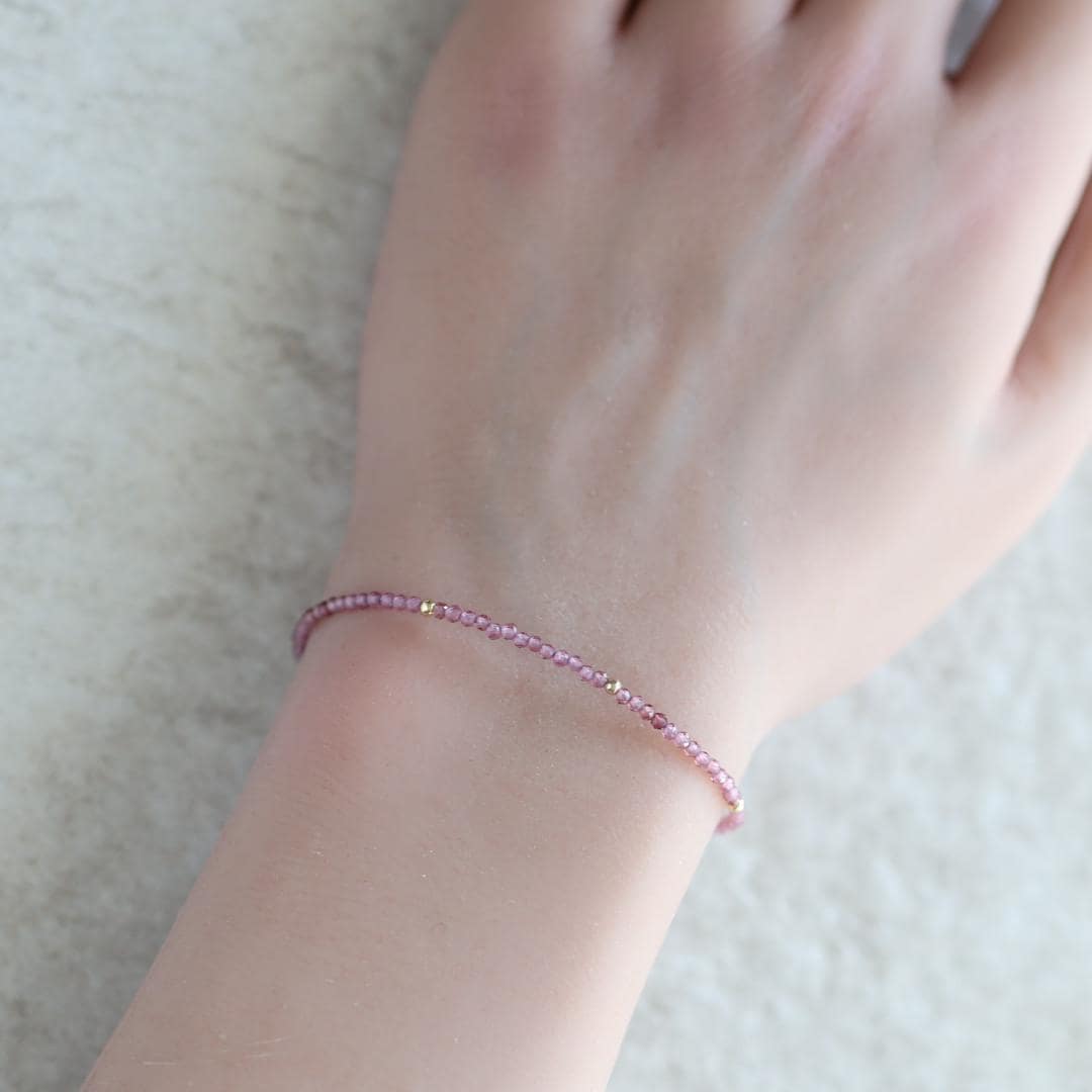 Tiny Pink Garnet Bracelet