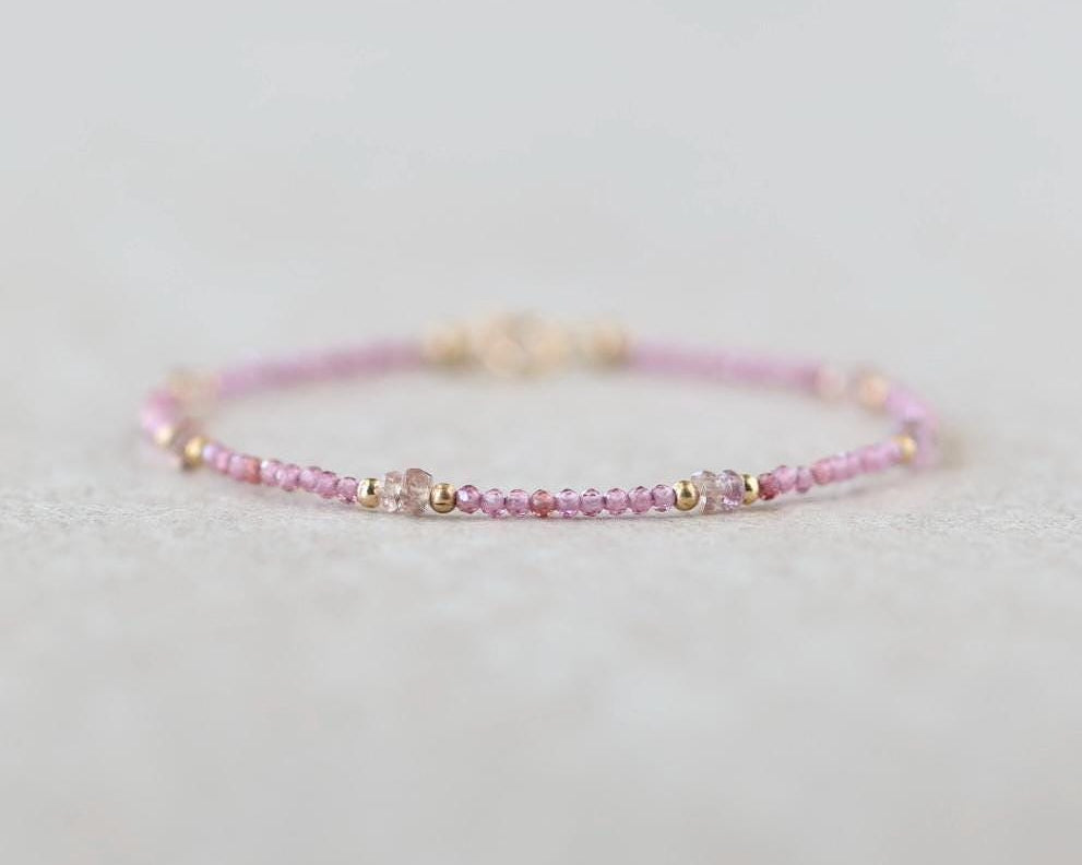 Tiny Pink Garnet Bracelet