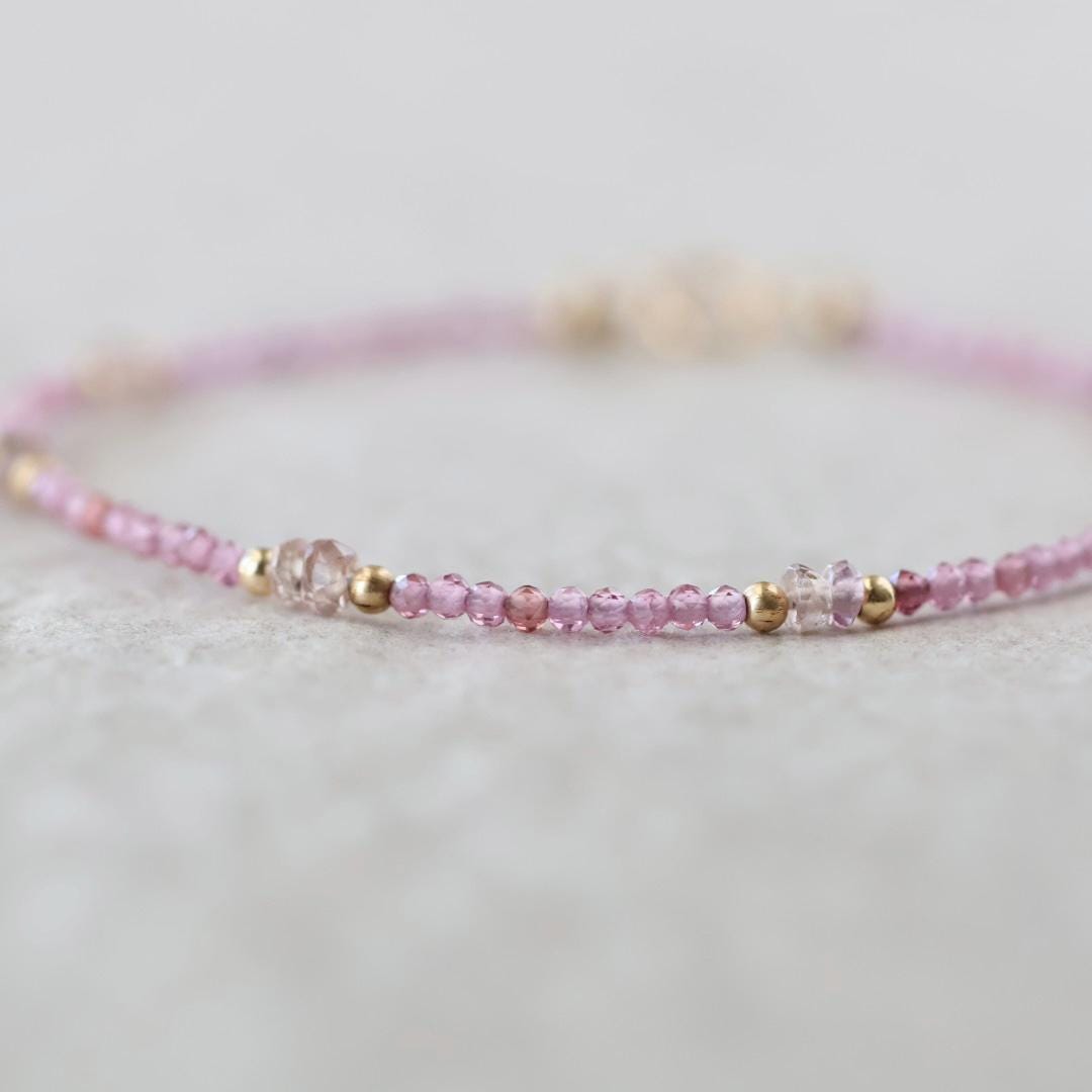 Tiny Pink Garnet Bracelet
