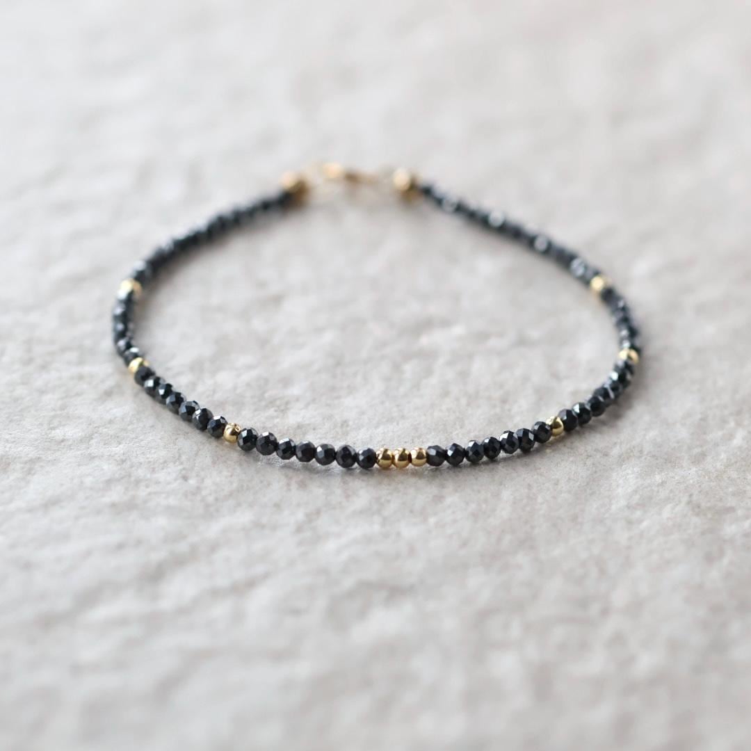 Tiny Hematite Bracelet Dainty Gemstone Beaded Bracelet Sparkly Crystal Jewelry Minimalist Protection Jewelry Stacking Birthday Gift Women