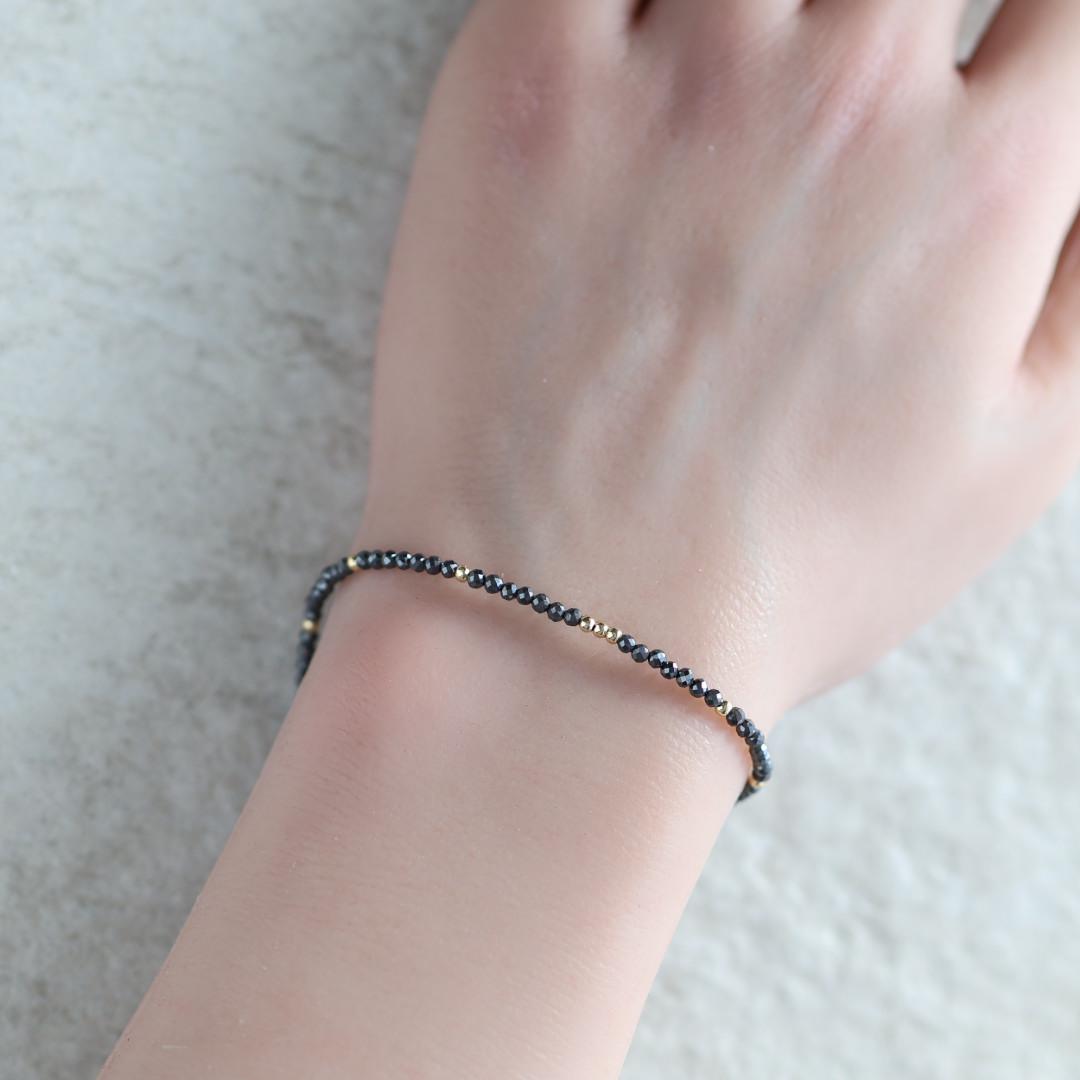 Tiny Hematite Bracelet Dainty Gemstone Beaded Bracelet Sparkly Crystal Jewelry Minimalist Protection Jewelry Stacking Birthday Gift Women