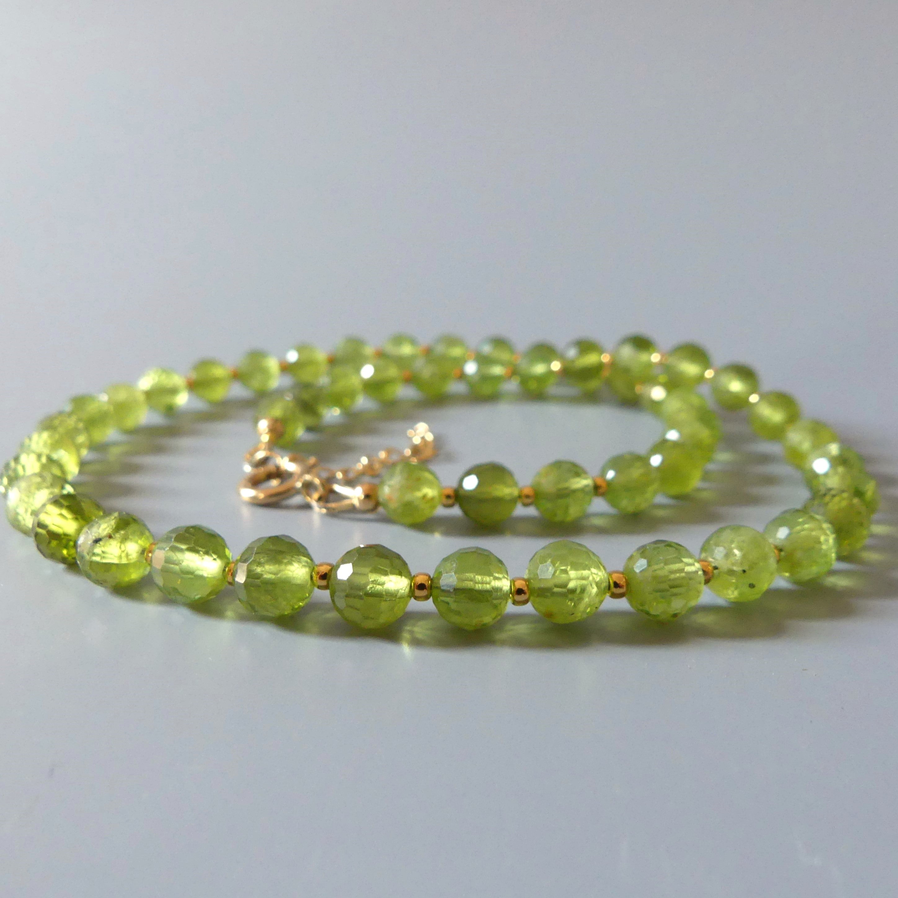 peridot statement beaded necklace August birthstone jewelry gift