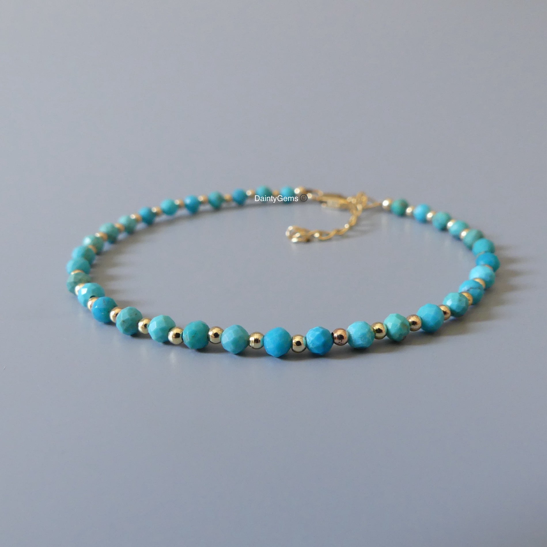 blue green turquoise dainty bracelet