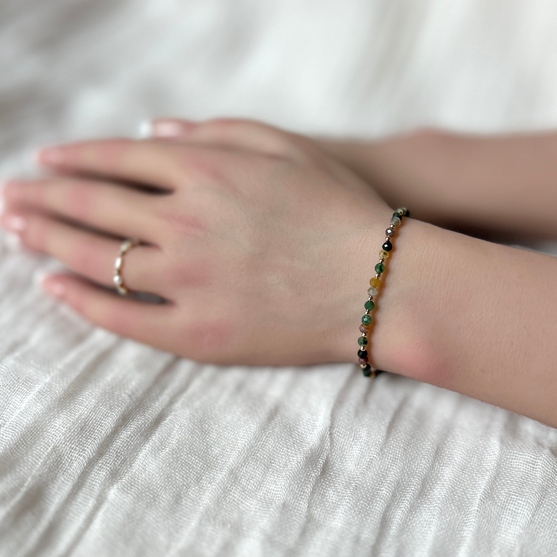 tiny Indian agate bead bracelet