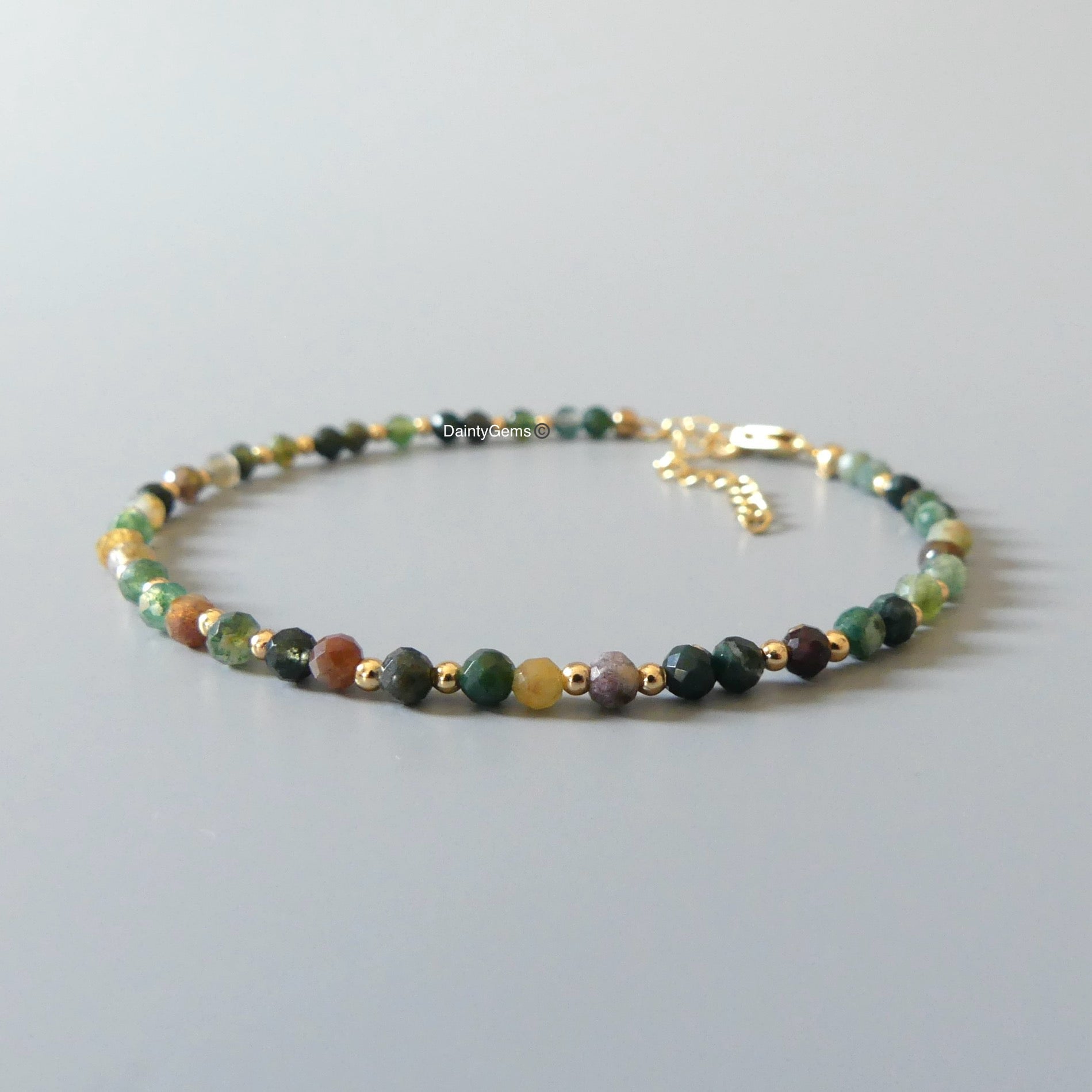 delicate Indian agate bead bracelet