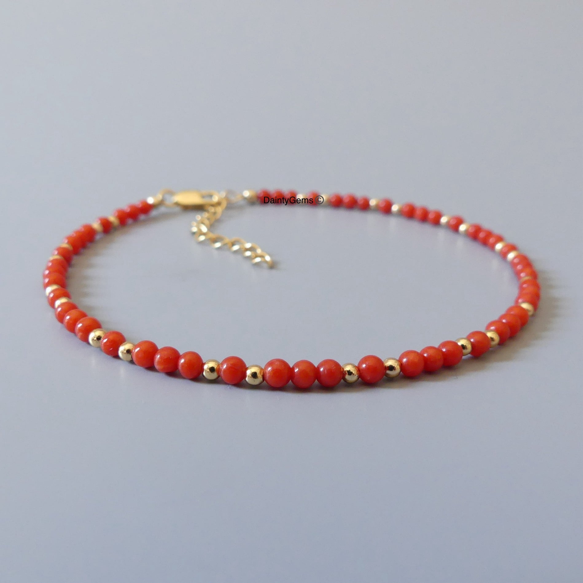 skinny Italian coral bead bracelet