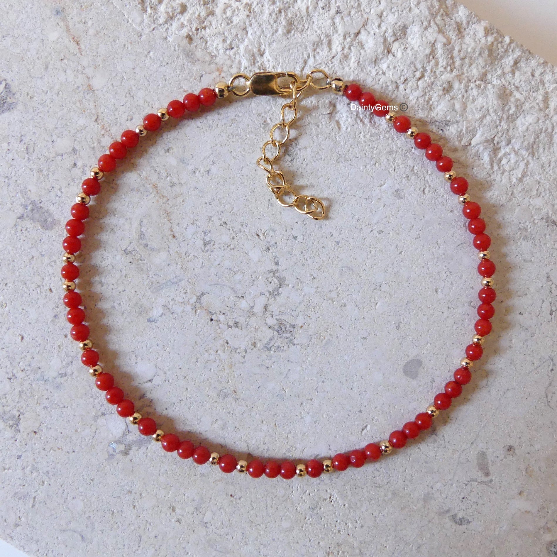 delicate natural Italian coral bead bracelet