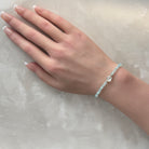 dainty aquamarine bracelet delicate March birthstone jewelry unique gift meaningful handmade small business