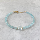 dainty aquamarine bracelet delicate March birthstone jewelry unique gift meaningful handmade small business