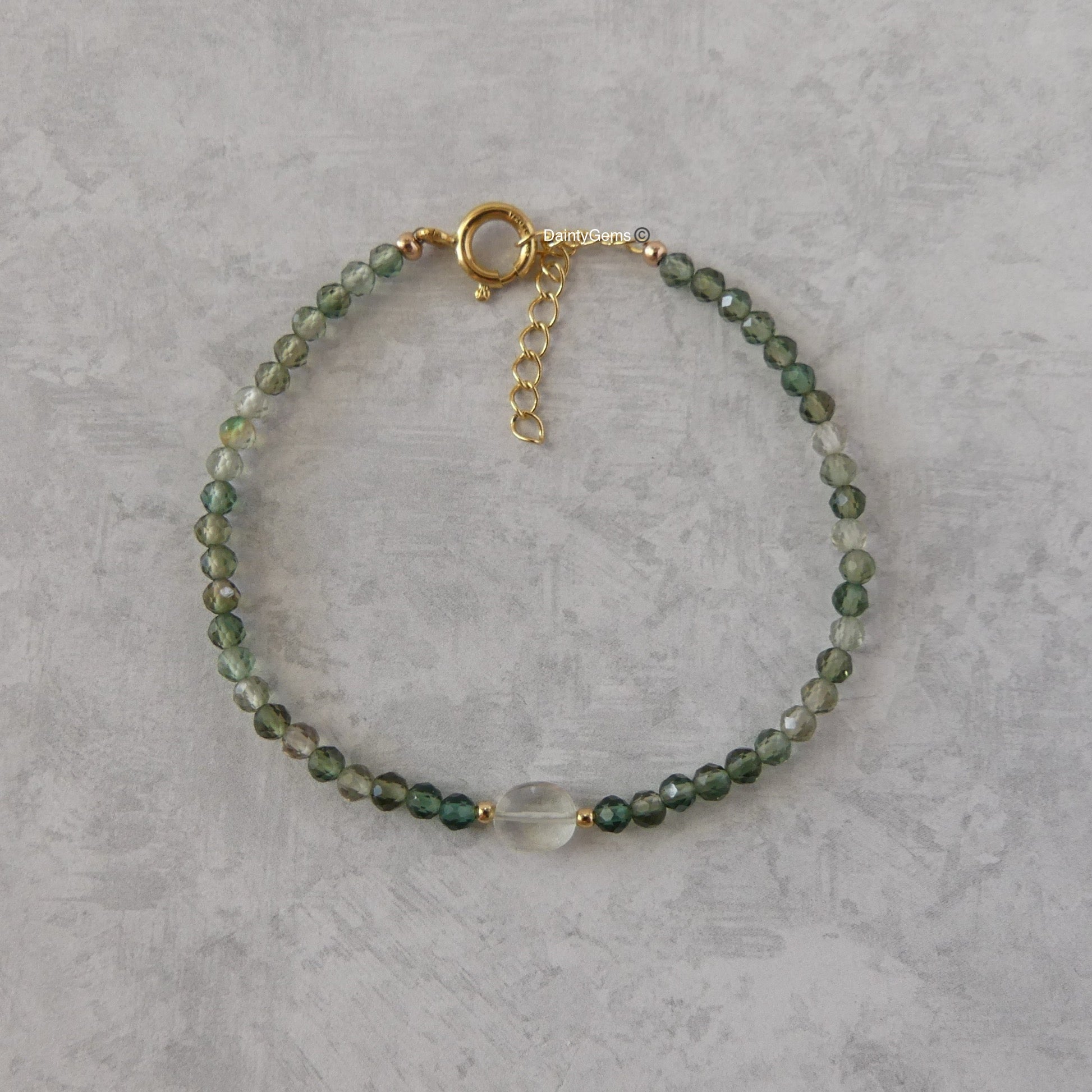 Dainty green amethyst bracelet February birthstone jewelry