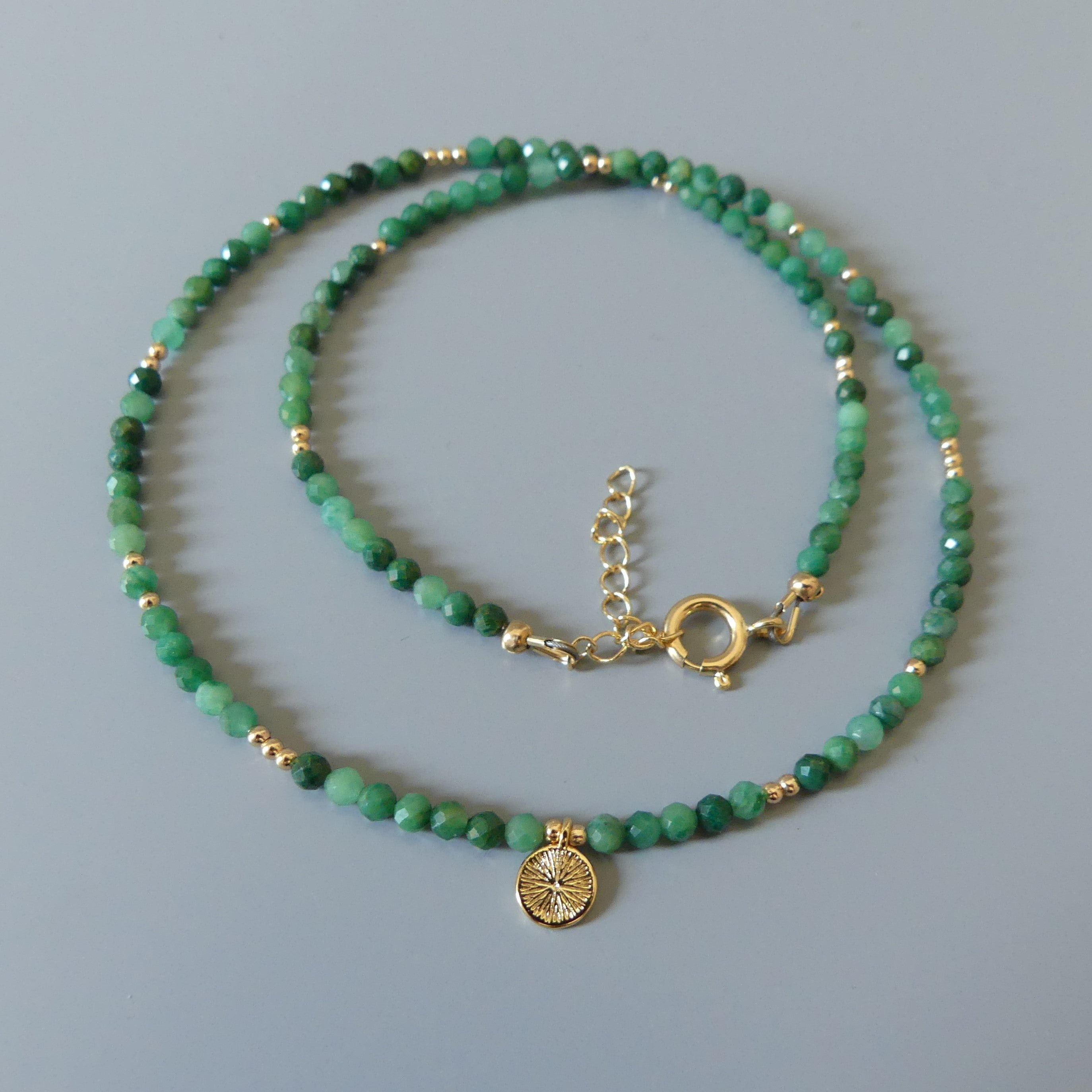 dainty natural jade necklace with pendant gold filled, good luck jewelry unique handcrafted meaningful