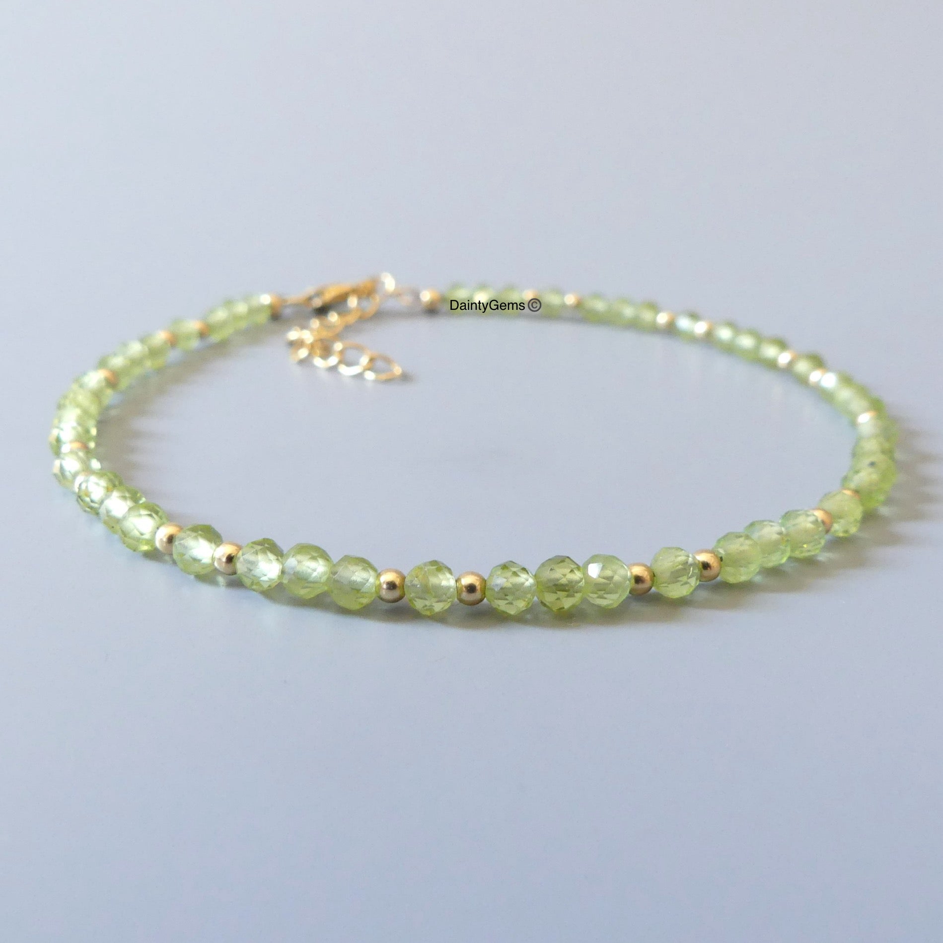 August birthstone bracelet peridot