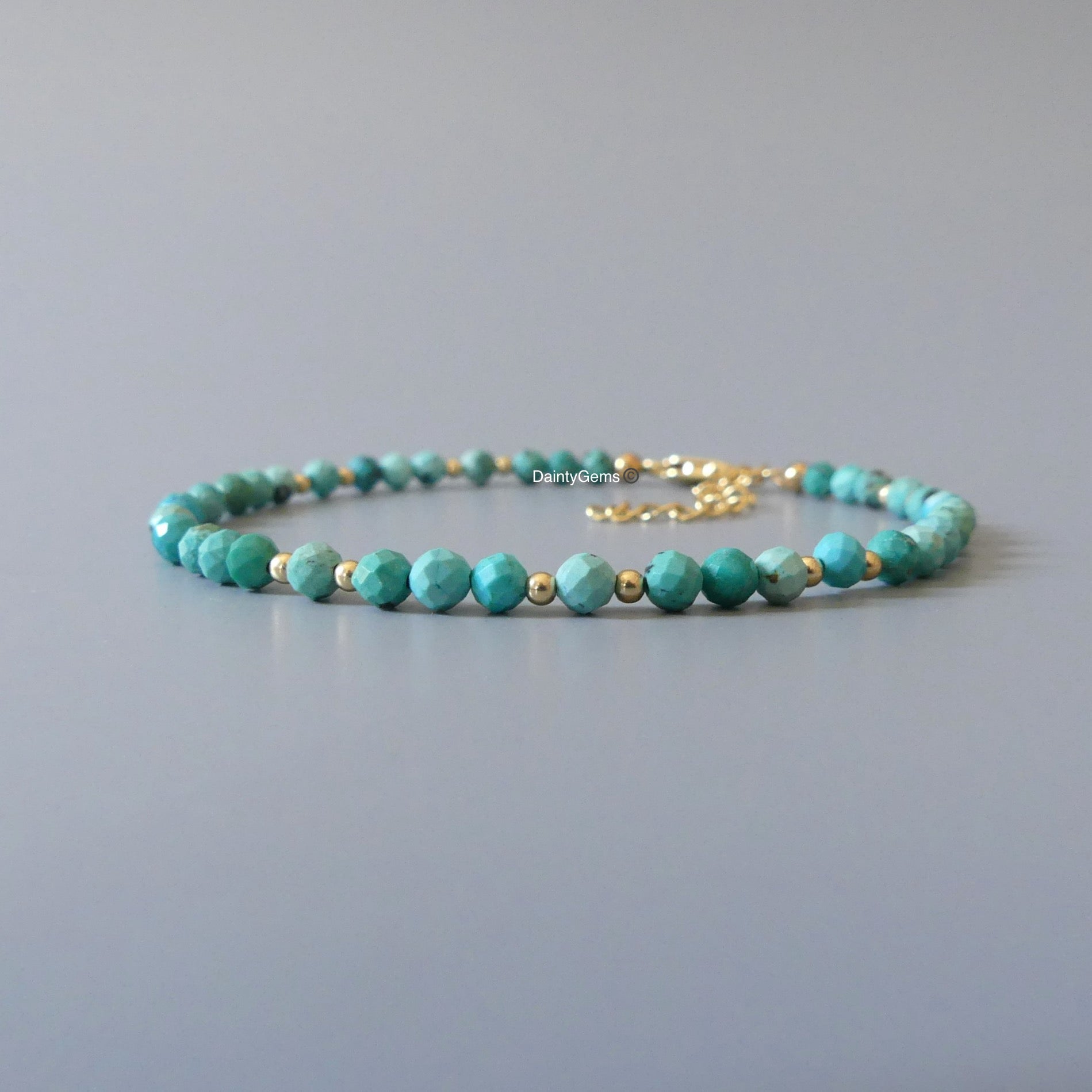 3mm arizona turquoise bead bracelet