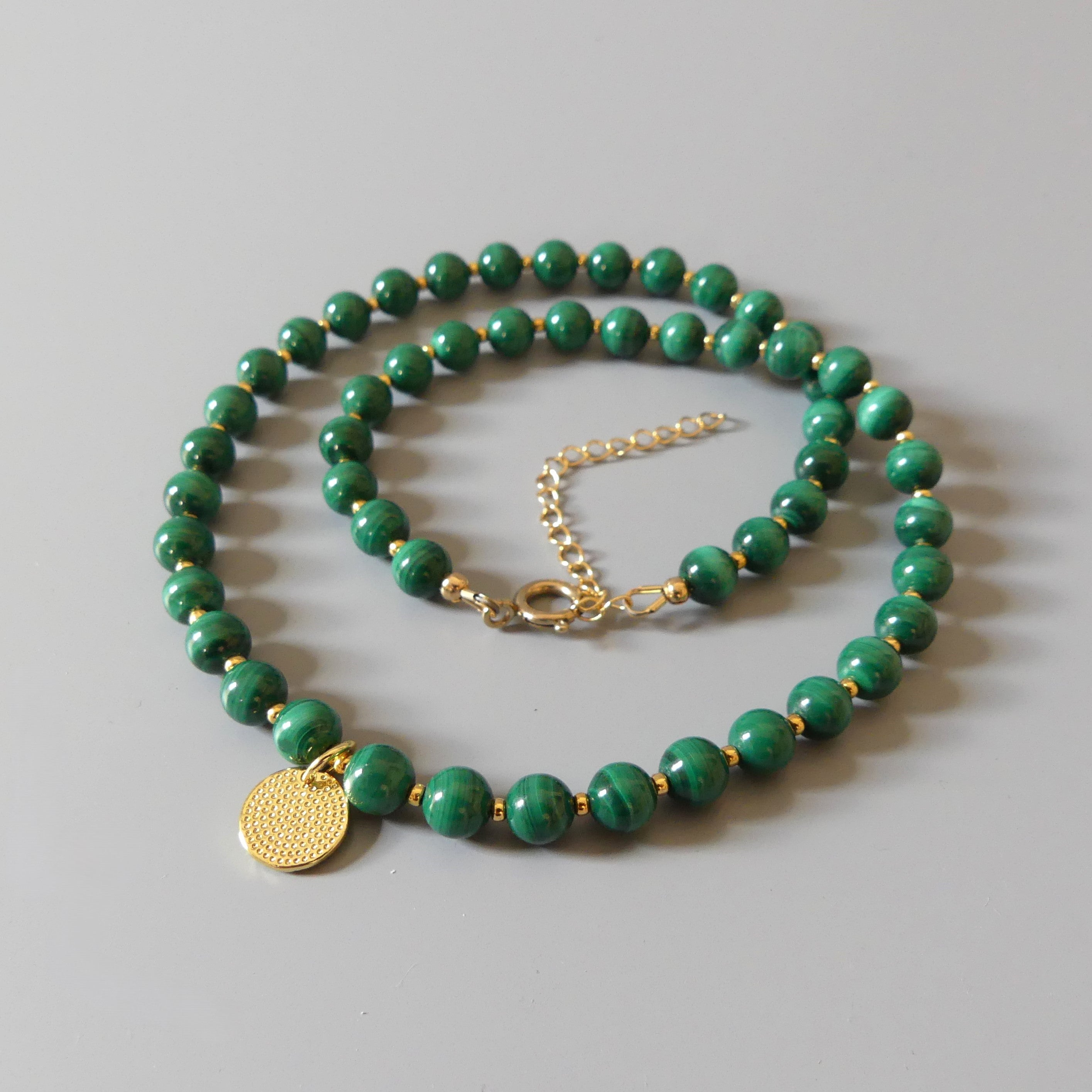 malachite statement beaded necklace with pendant