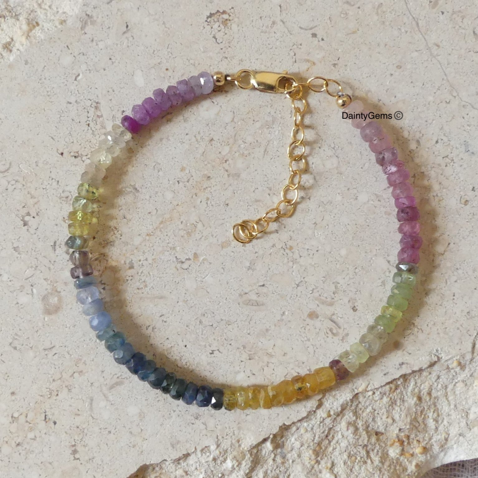 dainty multi color sapphire bracelet