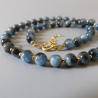 Santa maria aquamarine gold beaded necklace March birthstone