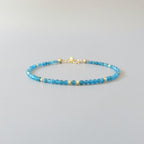 Tiny Neon Apatite Bracelet -Dainty Gemstone Beaded Jewelry