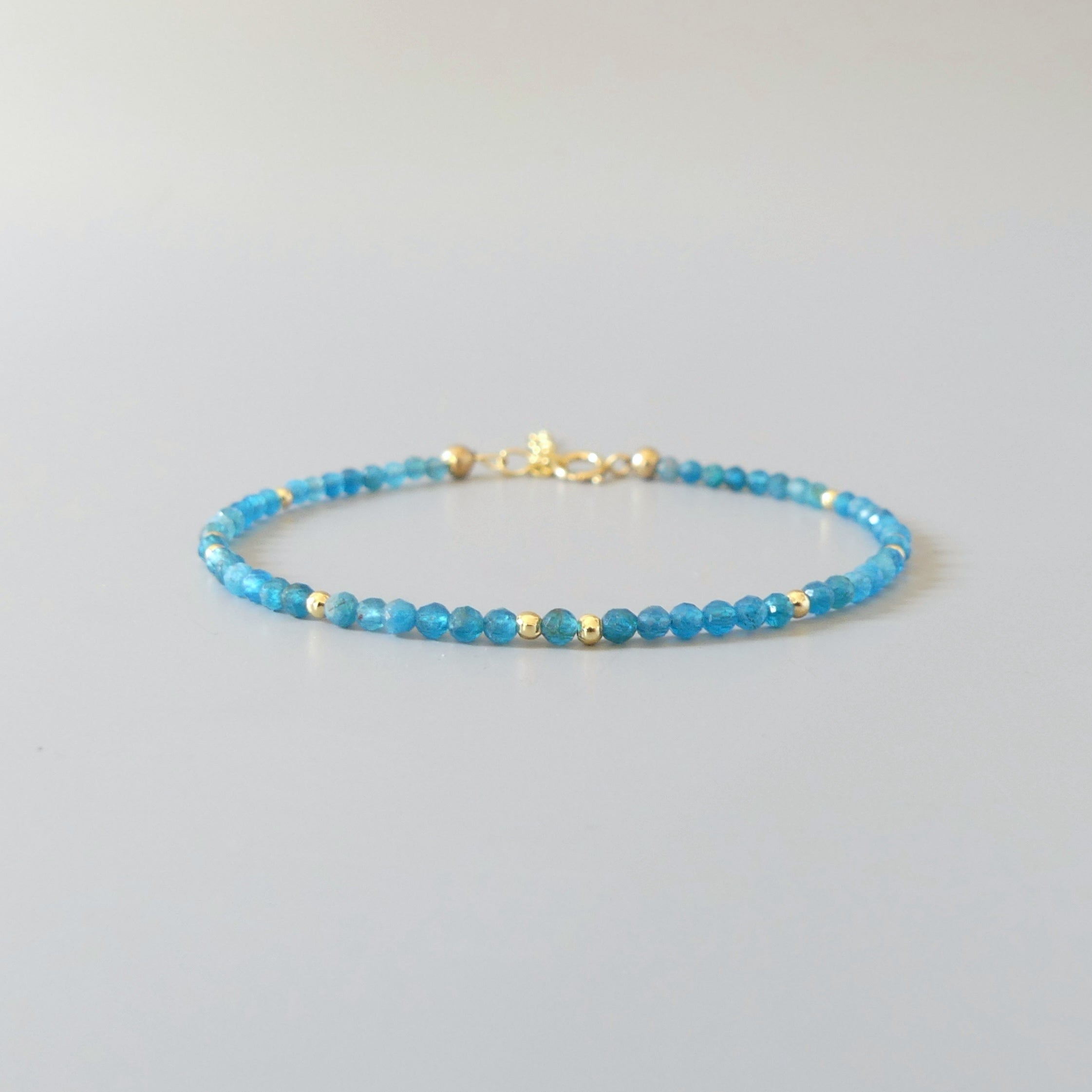 Tiny Neon Apatite Bracelet -Dainty Gemstone Beaded Jewelry