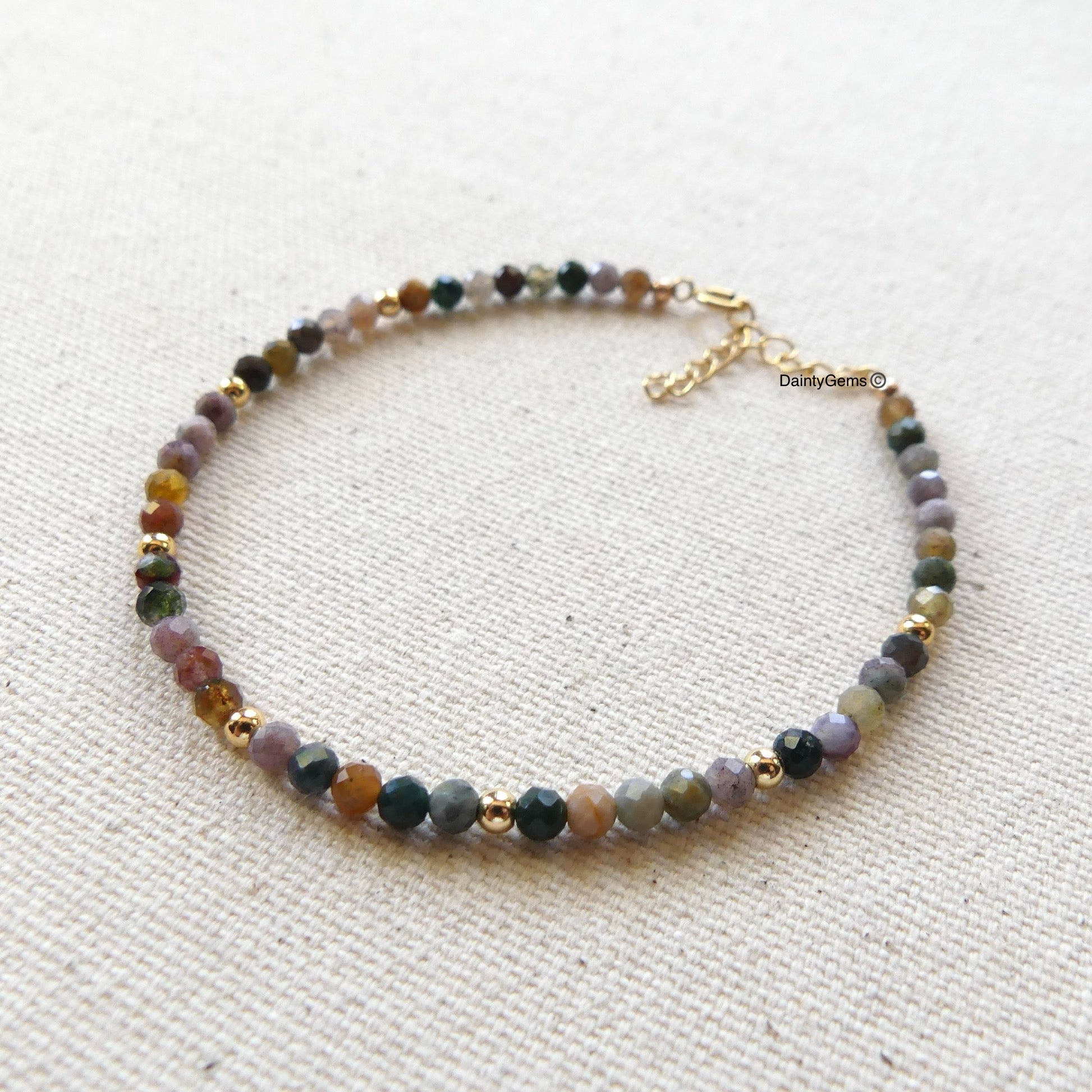 dainty and delicate Indian agate bracelet moss agate jewelry minimalist gold filled meaningful gift unique handmade small business