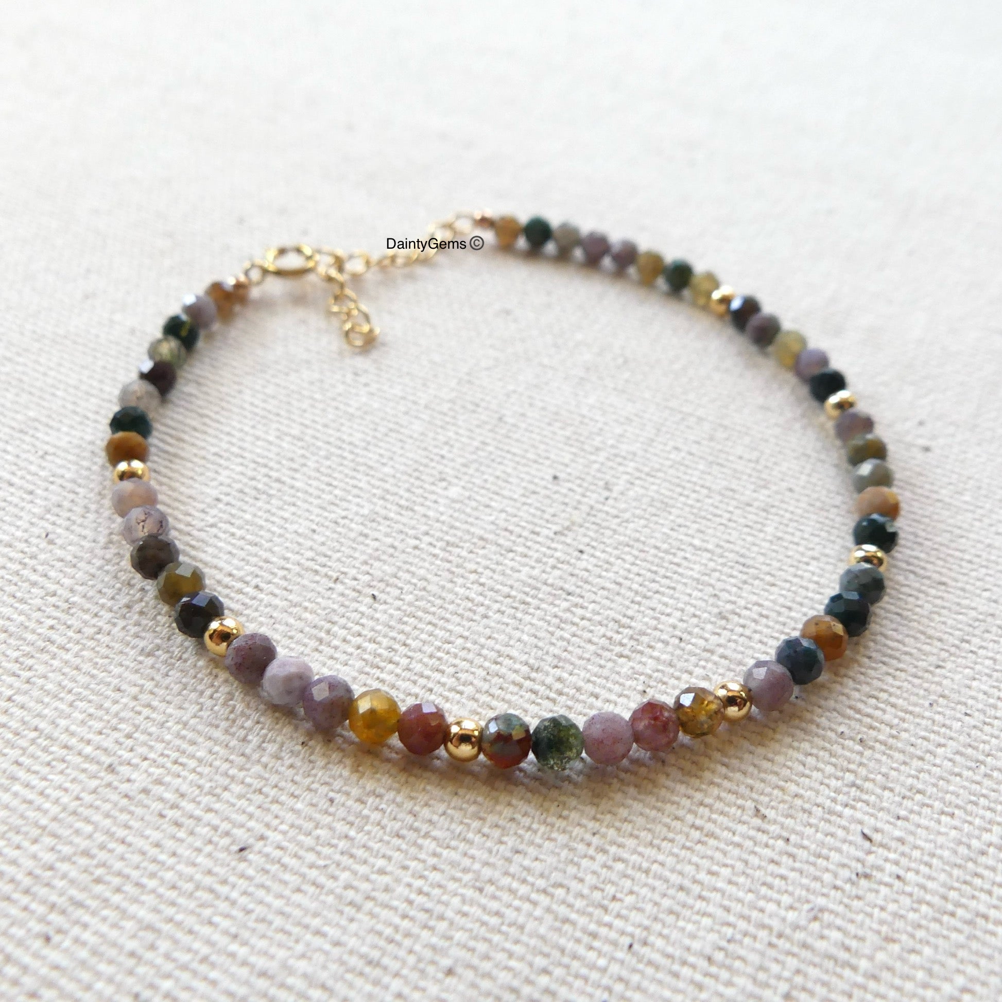 dainty and delicate Indian agate bracelet moss agate jewelry minimalist gold filled meaningful gift unique handmade small business