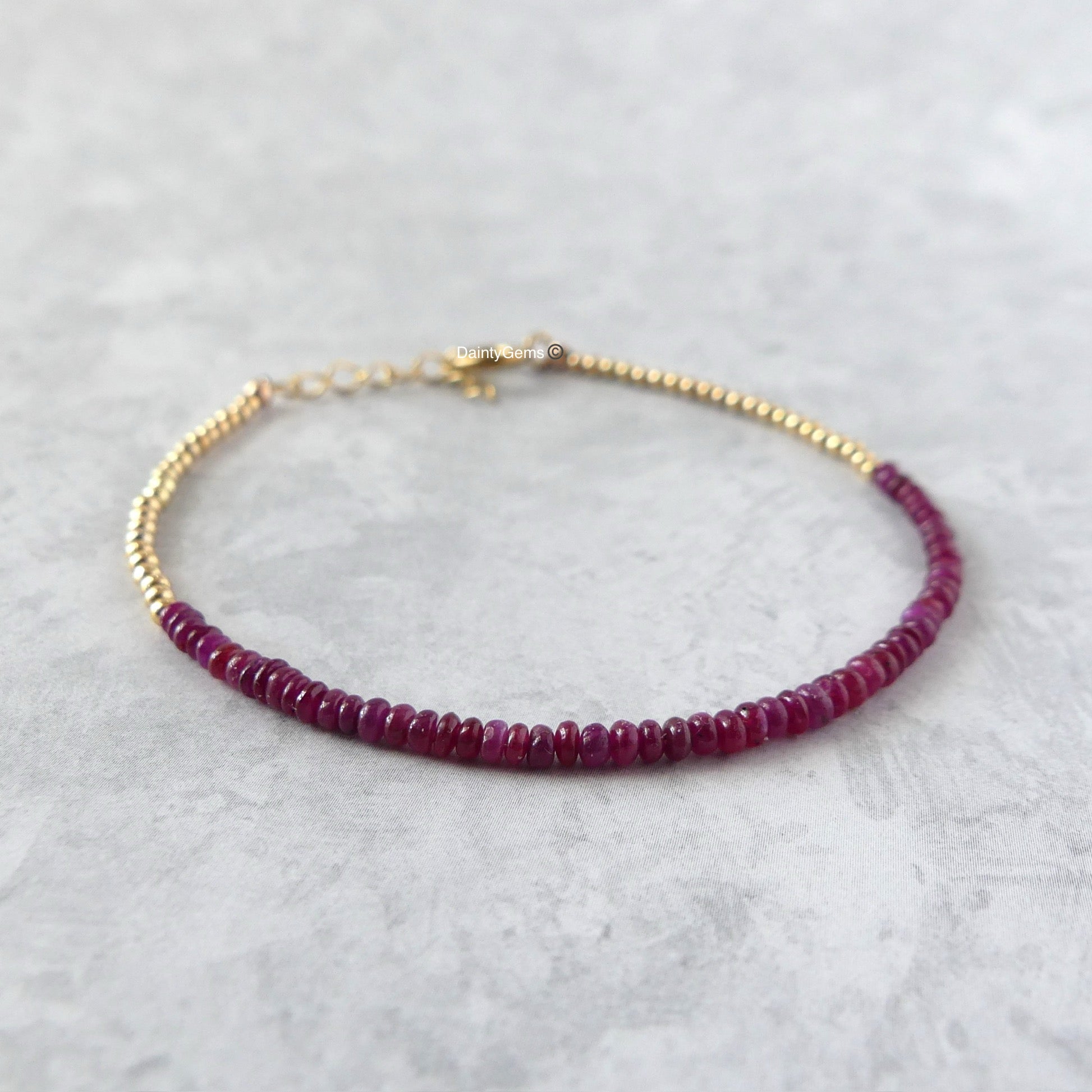 Longido ruby dainty bracelet smooth red ruby tiny jewelry July Birthstone unique gift meaningful