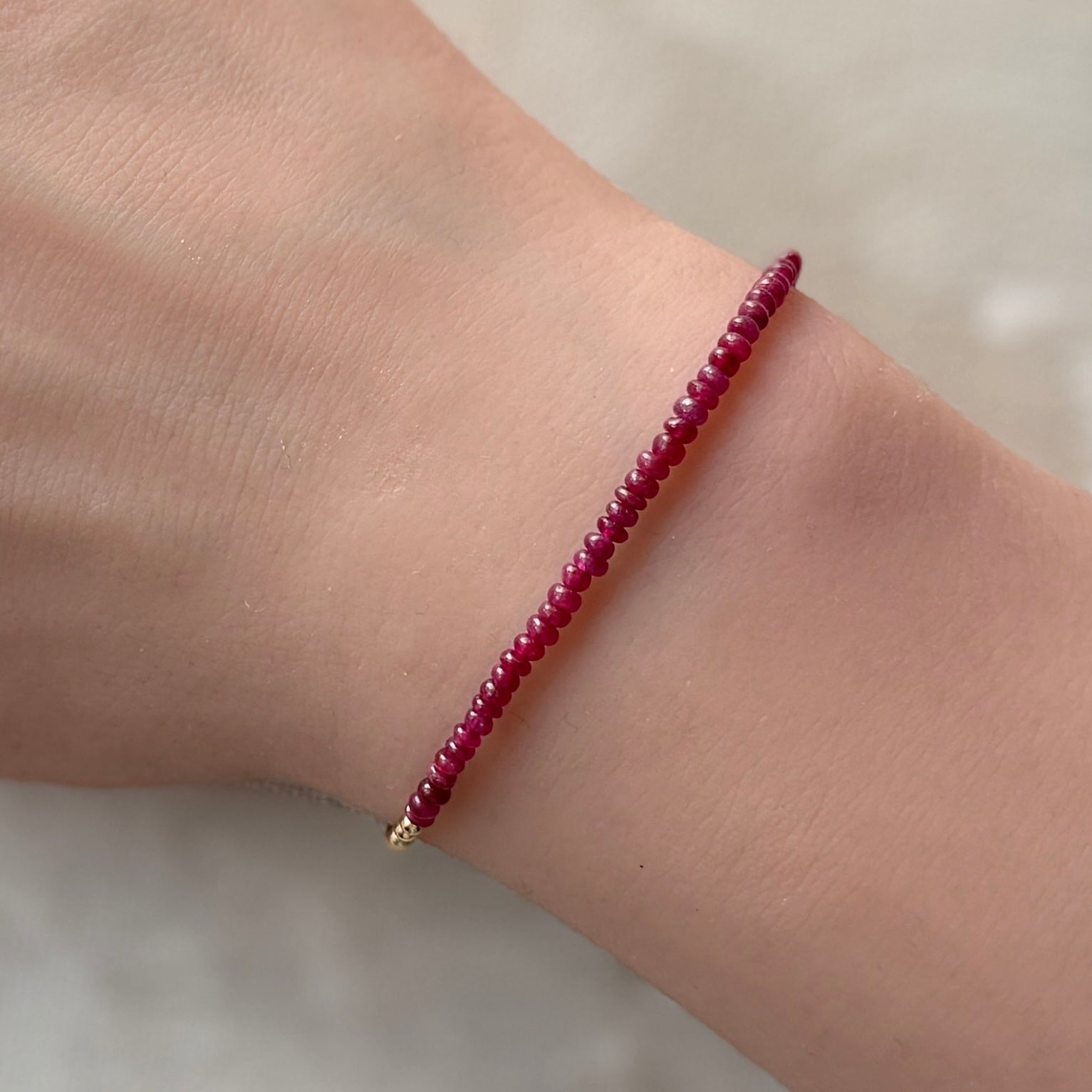 Longido ruby dainty bracelet smooth red ruby tiny jewelry July Birthstone unique gift meaningful