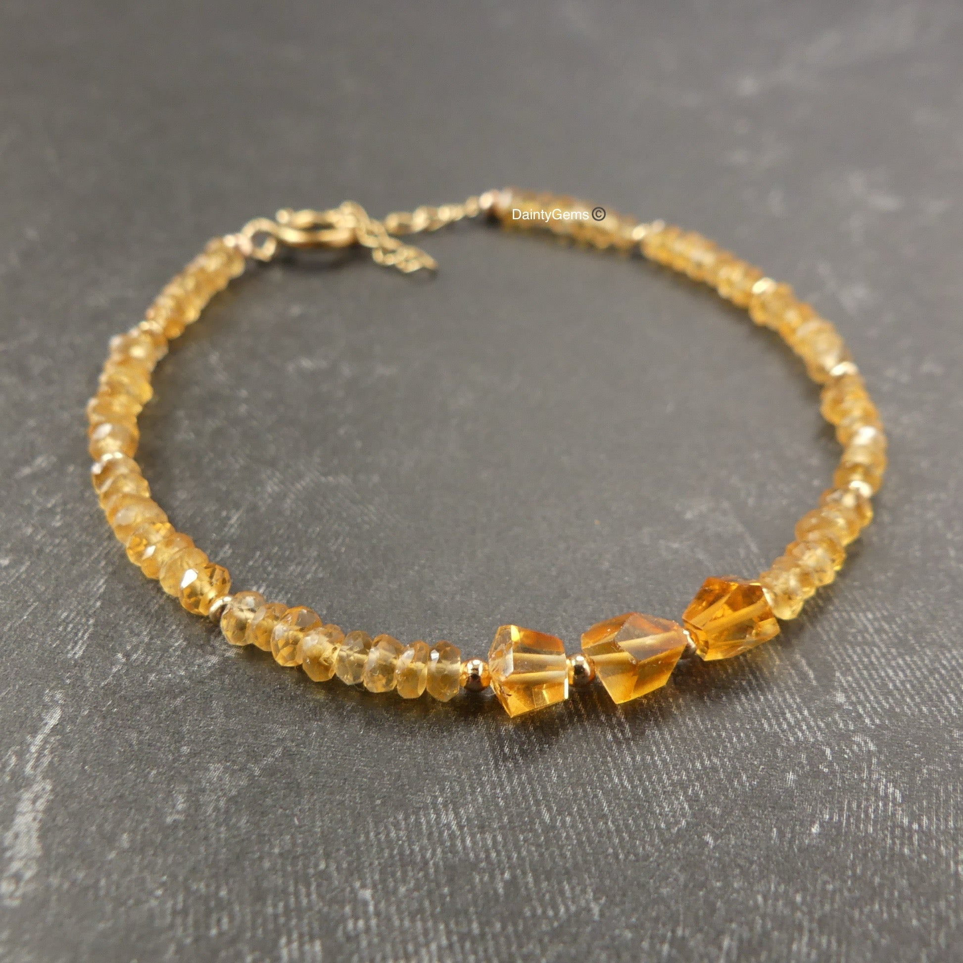 dainty Madeira citrine beaded bracelet November birthstone meaningful gift unique handmade jewelry