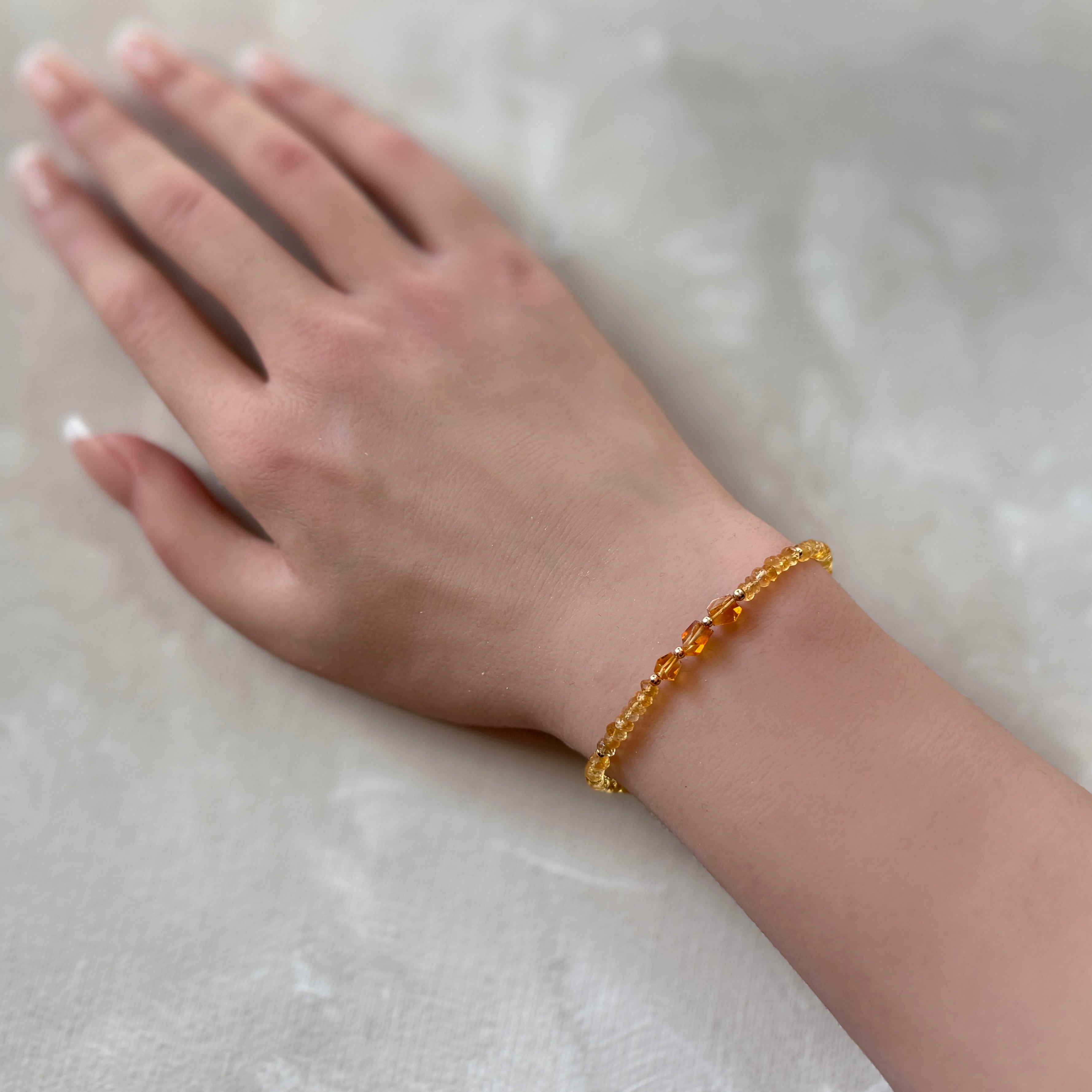 dainty Madeira citrine beaded bracelet November birthstone meaningful gift unique handmade jewelry