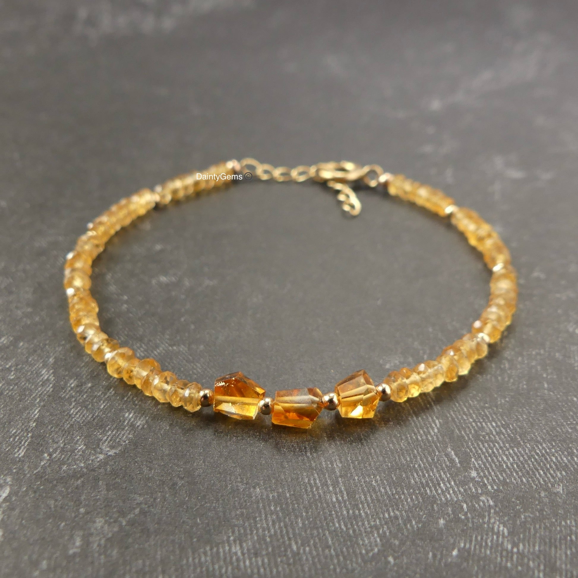 dainty Madeira citrine beaded bracelet November birthstone meaningful gift unique handmade jewelry