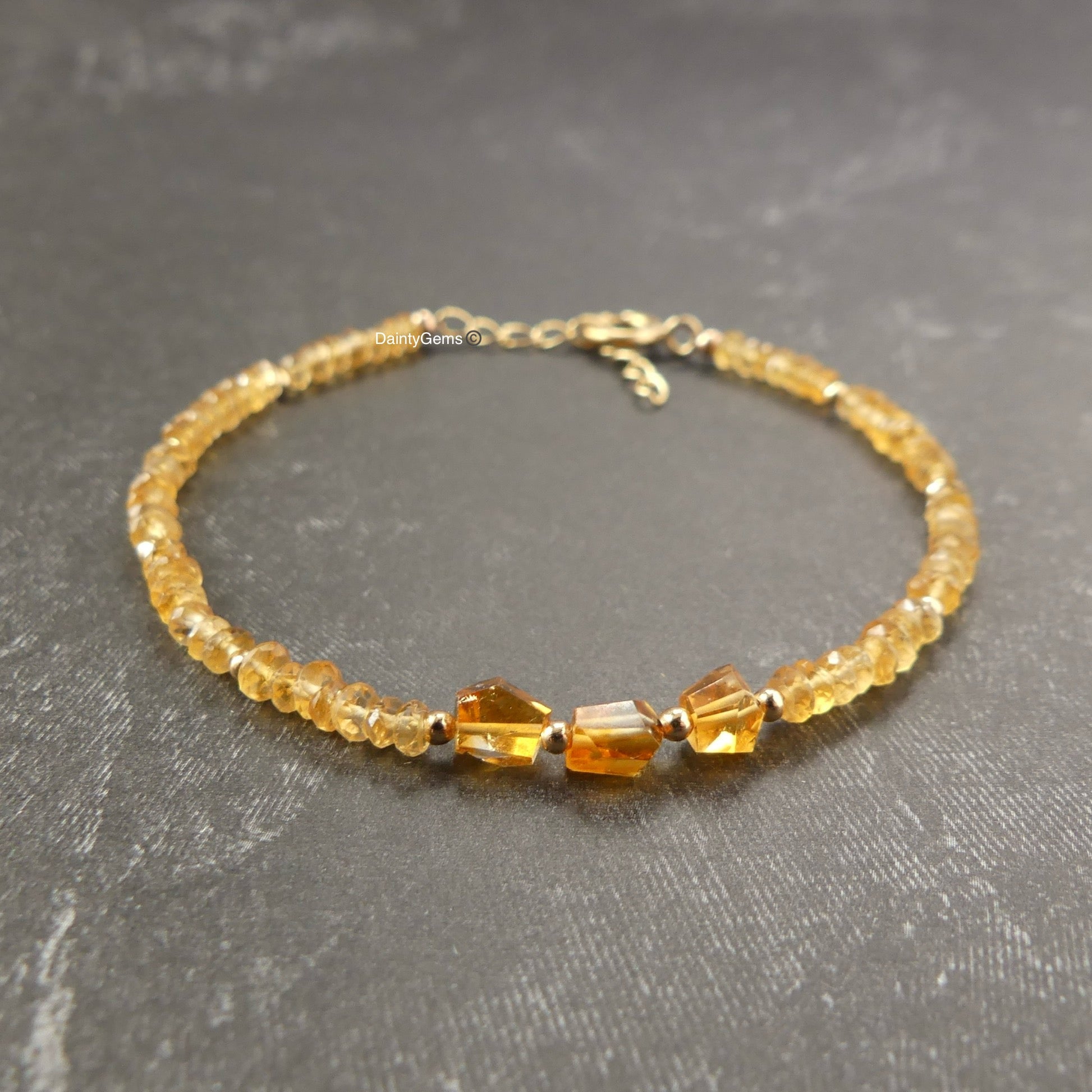 dainty Madeira citrine beaded bracelet November birthstone meaningful gift unique handmade jewelry