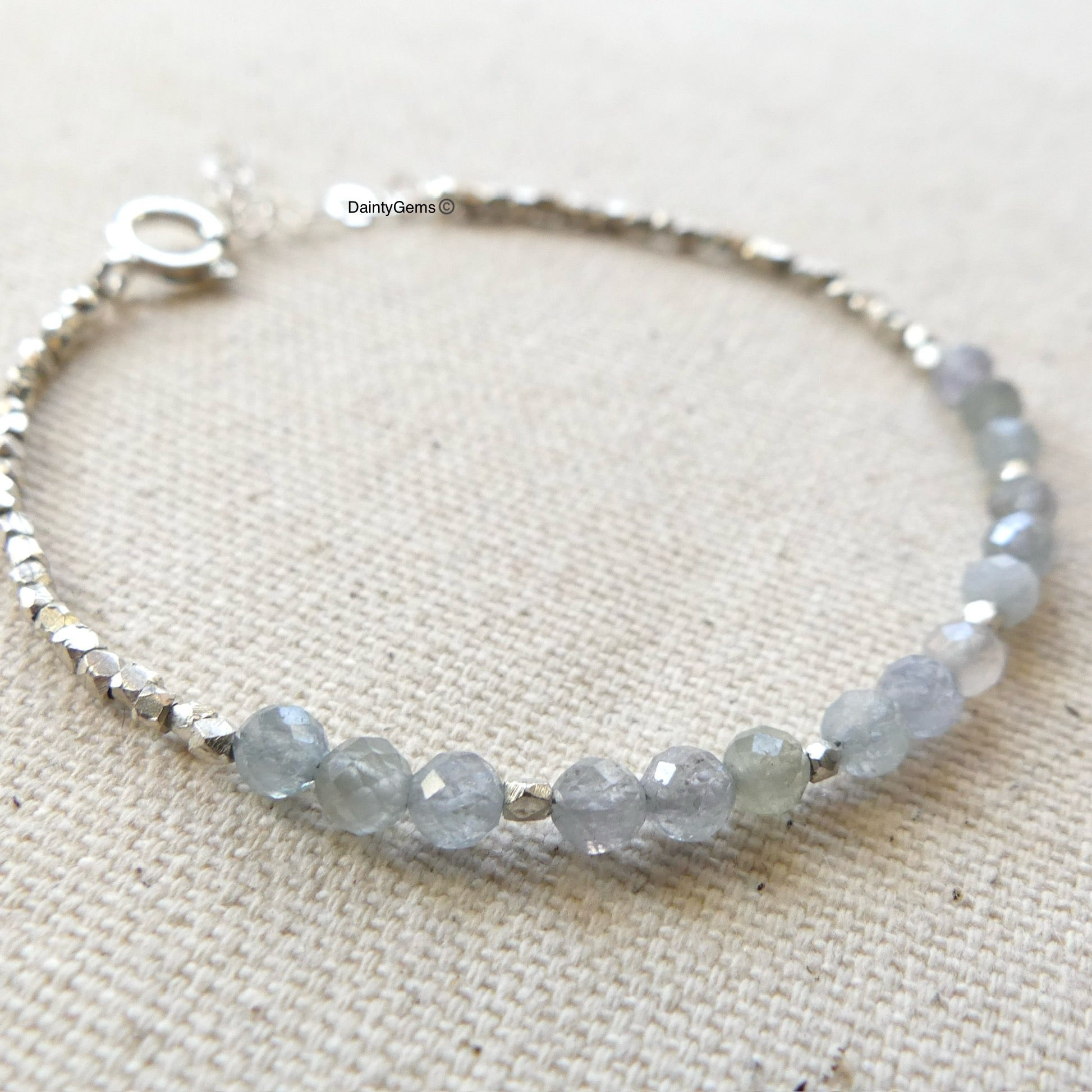 Montana sapphire bracelet dainty delicate jewelry september birthstone meaningful gift unique handmade small business