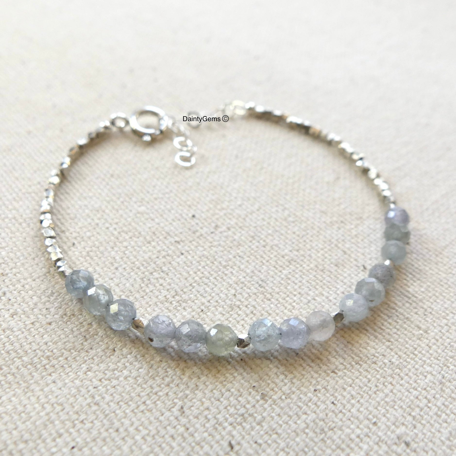 Montana sapphire bracelet dainty delicate jewelry september birthstone meaningful gift unique handmade small business