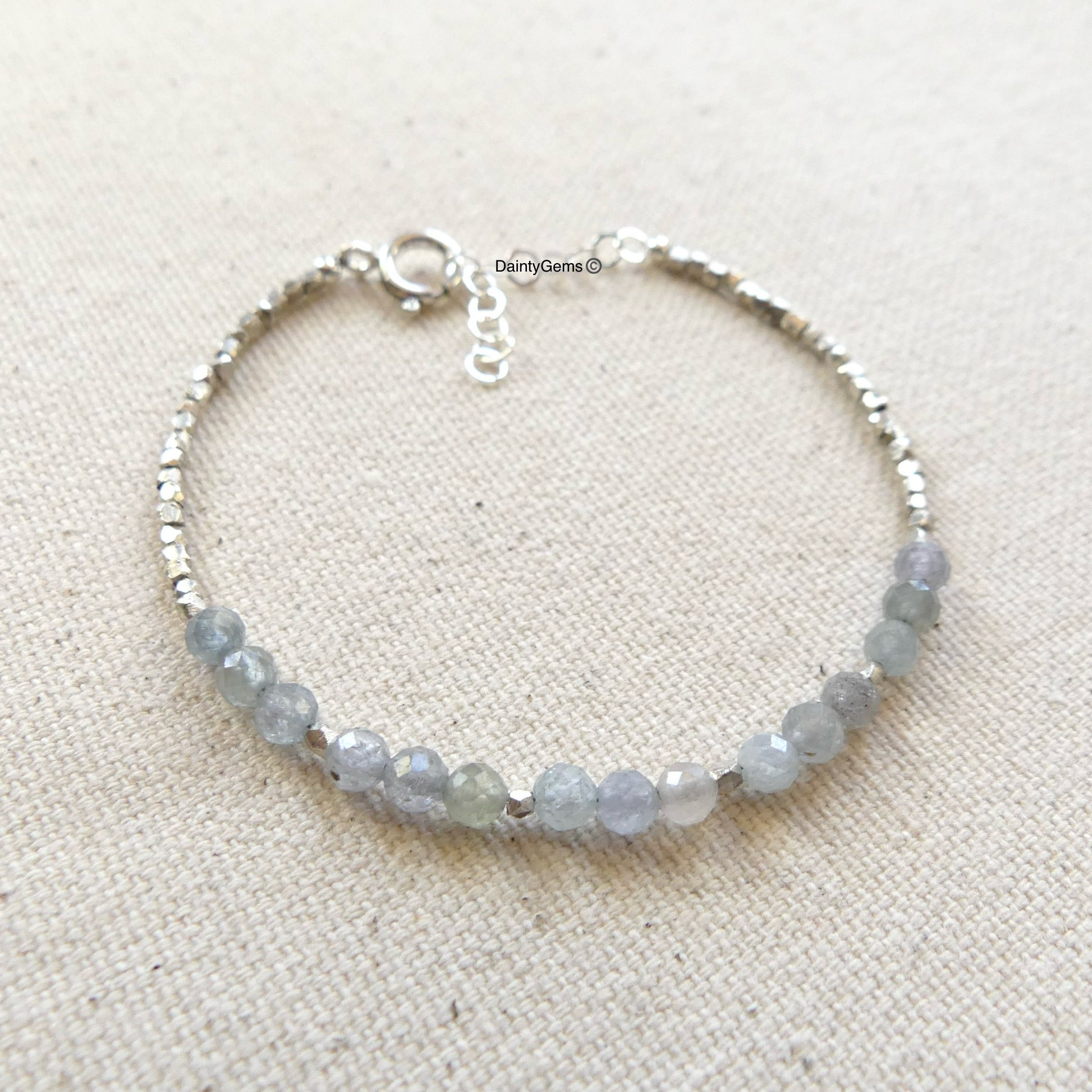 Montana sapphire bracelet dainty delicate jewelry september birthstone meaningful gift unique handmade small business