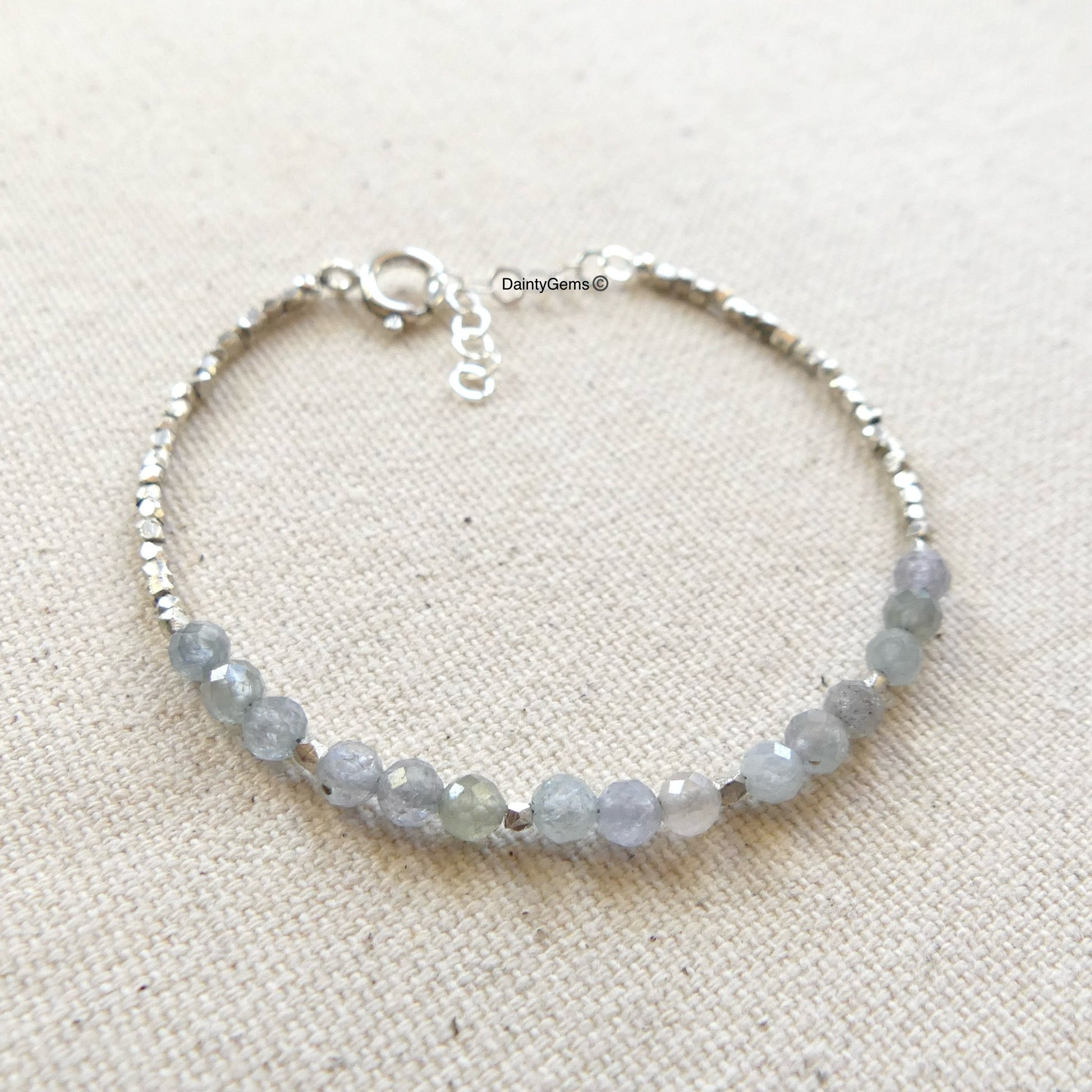 Montana sapphire bracelet dainty delicate jewelry september birthstone meaningful gift unique handmade small business