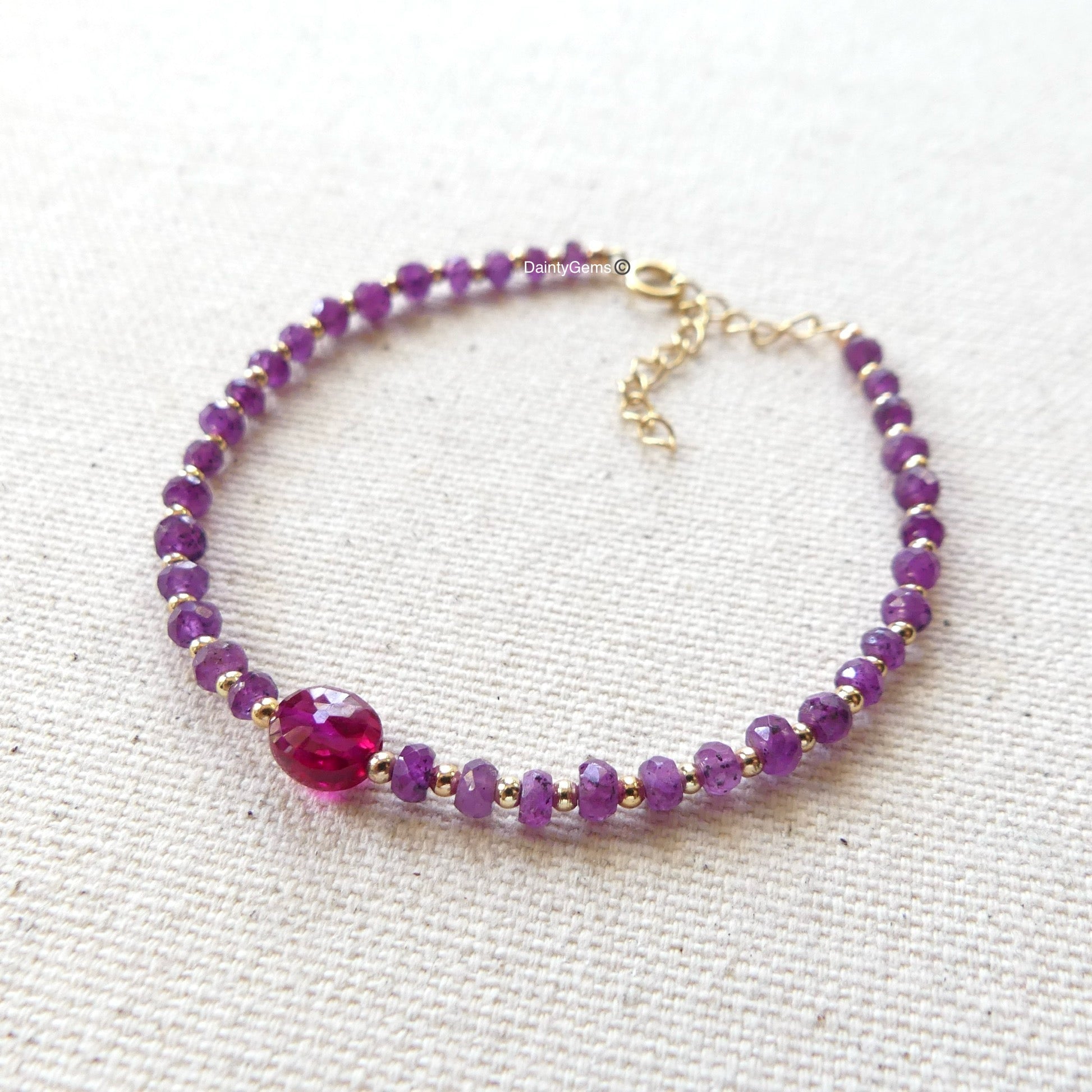 dainty African ruby beaded bracelet July birthstone jewelry meaningful gift unique handmade small business