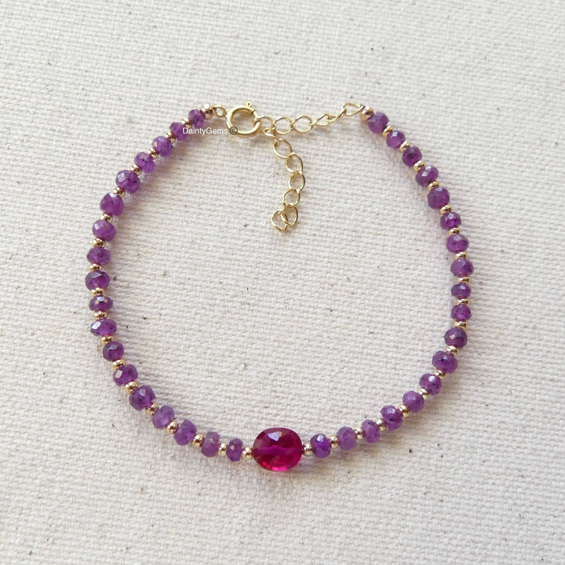 dainty African ruby beaded bracelet July birthstone jewelry meaningful gift unique handmade small business