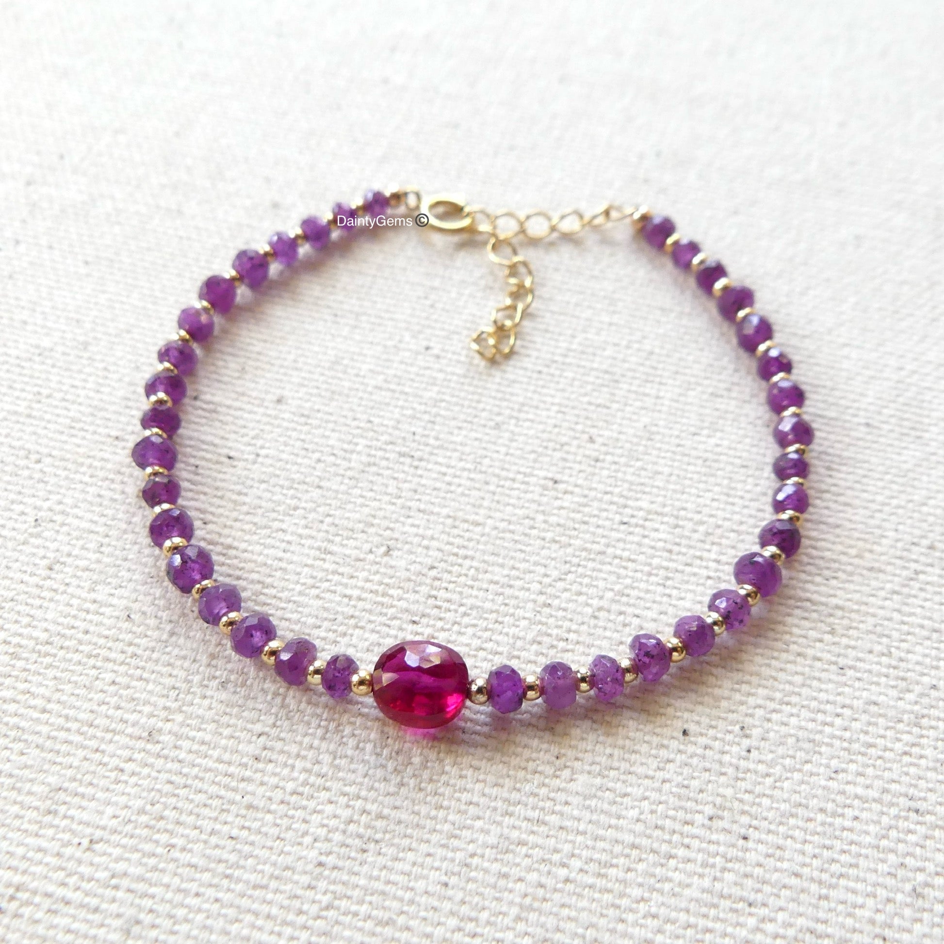 dainty African ruby beaded bracelet July birthstone jewelry meaningful gift unique handmade small business