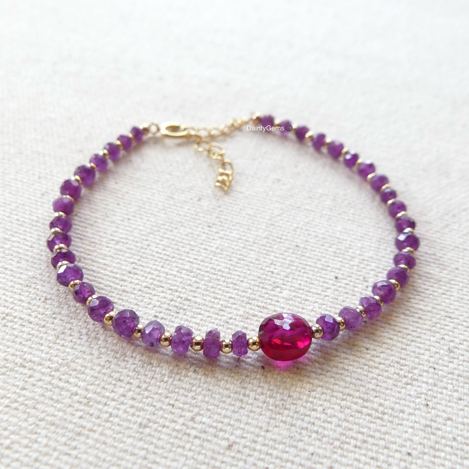 dainty African ruby beaded bracelet July birthstone jewelry meaningful gift unique handmade small business