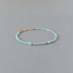 Tiny Opal Bracelet Dainty Amazonite Pastel Blue Opal Beaded Bracelet Gold Filled Minimalist Jewelry Birthstone Gift Bridesmaid Daughter Host