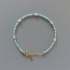 Tiny Opal Bracelet Dainty Amazonite Pastel Blue Opal Beaded Bracelet Gold Filled Minimalist Jewelry Birthstone Gift Bridesmaid Daughter Host