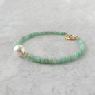 delicate amazonite bracelet with pearl meaningful jewelry gift unique handcrafted calming