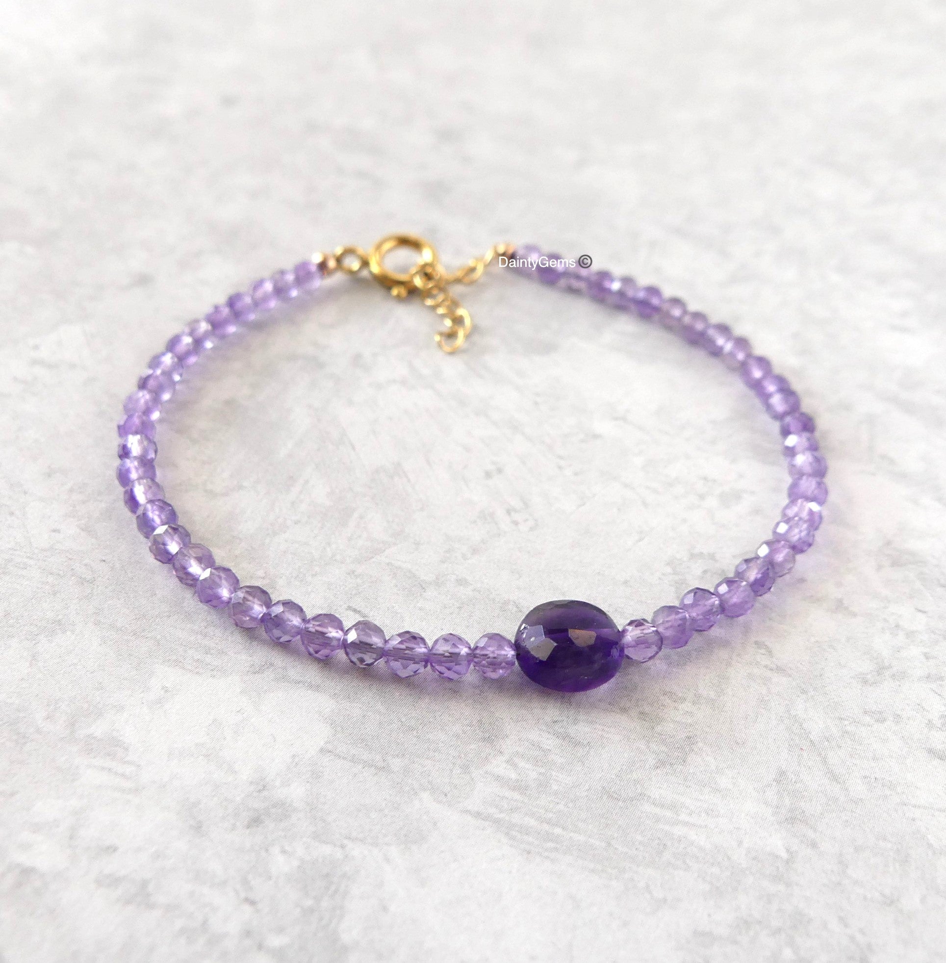 dainty amethyst bracelet February birthstone meaningful jewelry gift