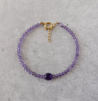 dainty amethyst beaded bracelet February birthstone meaningful gift